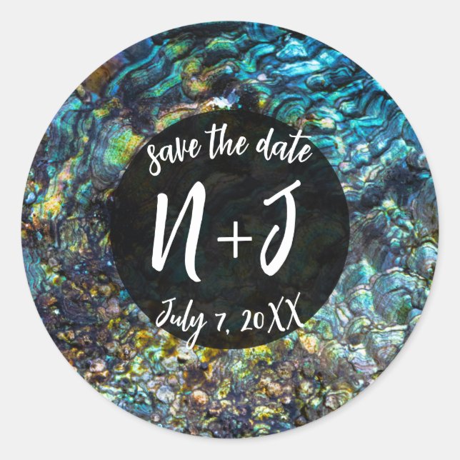 Adesivo Casamento com Shell do Mar Abalone Iridescente do  (Frente)