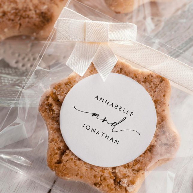 Adesivo Casamento contemporâneo mínimo negro de creme mode (Criador carregado)