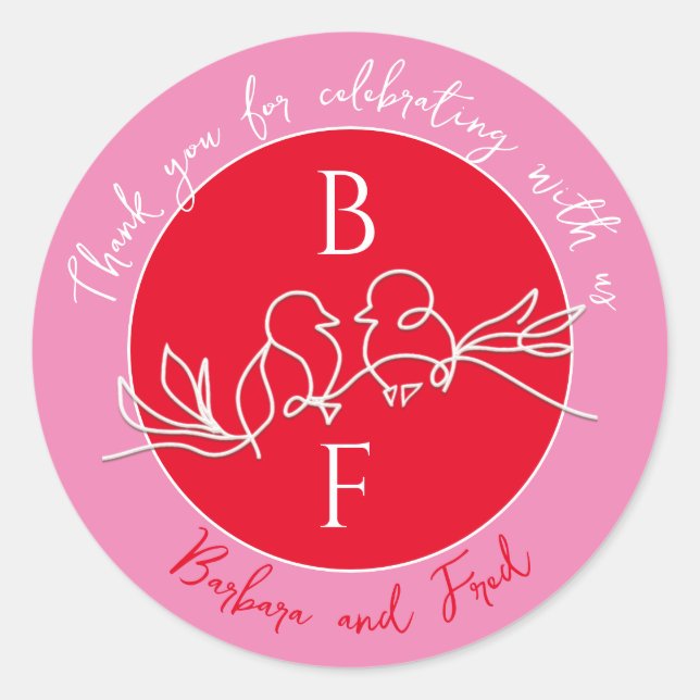 Adesivo Casamento contemporâneo Obrigado Vinhetas por Favo (Frente)