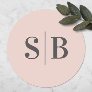 Adesivo Casamento Cor-de-rosa claro e monograma simples