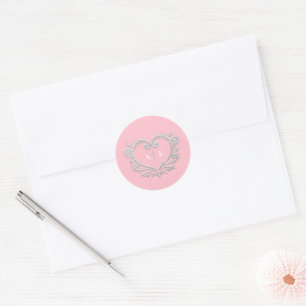 Adesivo Casamento cor-de-rosa com monograma decorativo de 