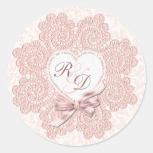 Adesivo Casamento cor-de-rosa gasto do monograma do estilo