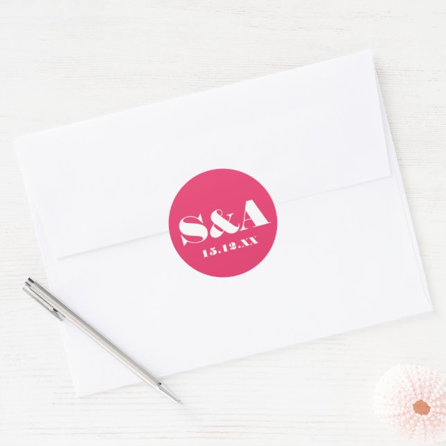 Adesivo Casamento Cor-de-Rosa Vibrante-Groovy (Envelope)