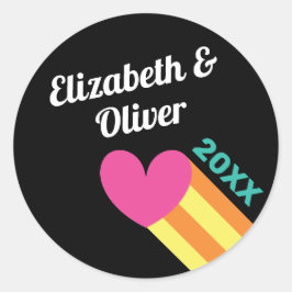 Adesivo Casamento Coração Rosa dos 80