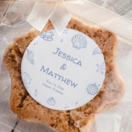 Adesivo Casamento Costeiro Azul Dusty Desenhado à Mão