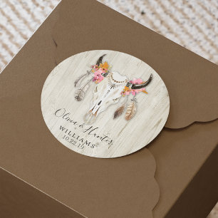 Adesivo Casamento Crânio de Boho Floral Feather Antler