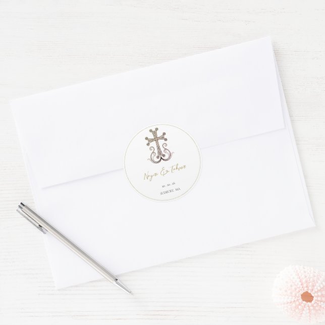 Adesivo Casamento Cruzado Armênio Elegante Moderno (Envelope)