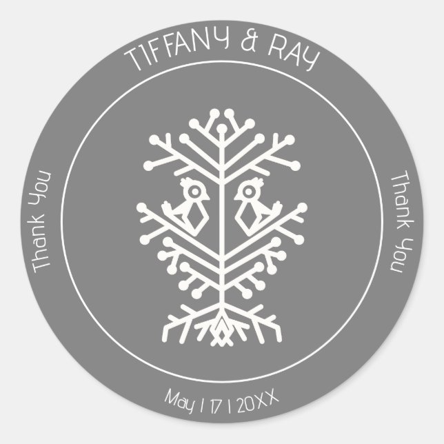 Adesivo Casamento da Árvore da Vida Obrigado Sticker (Frente)