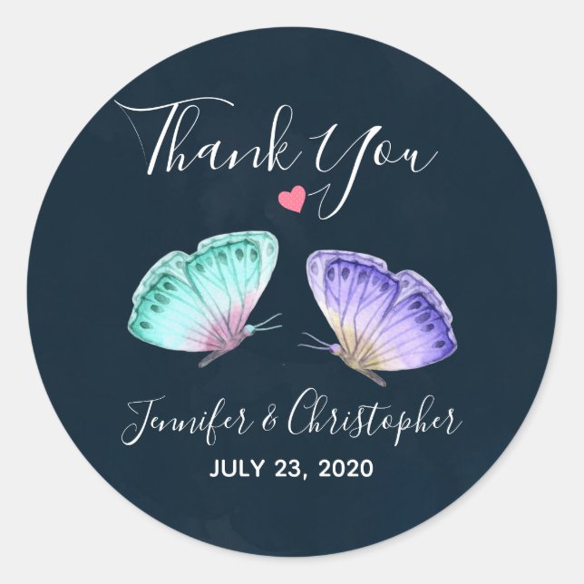 Adesivo Casamento da Borboleta Duo da Aquarela Elegante Ob (Frente)