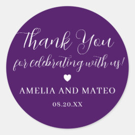 Adesivo Casamento Da Caligrafia Branca Roxa Obrigado