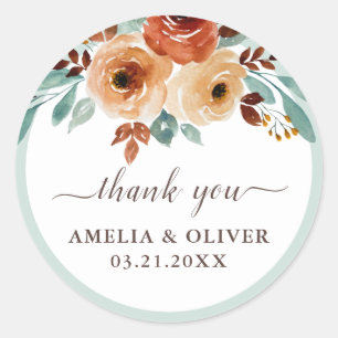 Adesivo Casamento Da Elegante Mint Green Floral Obrigado