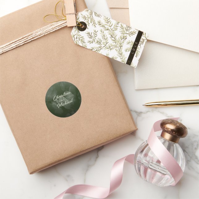 Adesivo Casamento da primavera elegante de folha verde (Presentear)