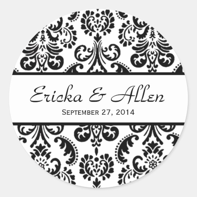 Adesivo Casamento Damask Black and White V01 (Frente)
