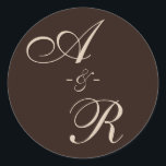 Adesivo Casamento Dark Terracotta Monograma<br><div class="desc">Este adesivo de monograma redondo é a maneira perfeita de adicionar um toque de elegância e sofisticação à sua correspondência de casamento. Os tons rústicos são eterno e na moda, e as iniciais personalizáveis fazem dele um toque único e pessoal para seu dia especial. Esta design faz parte da minha...</div>