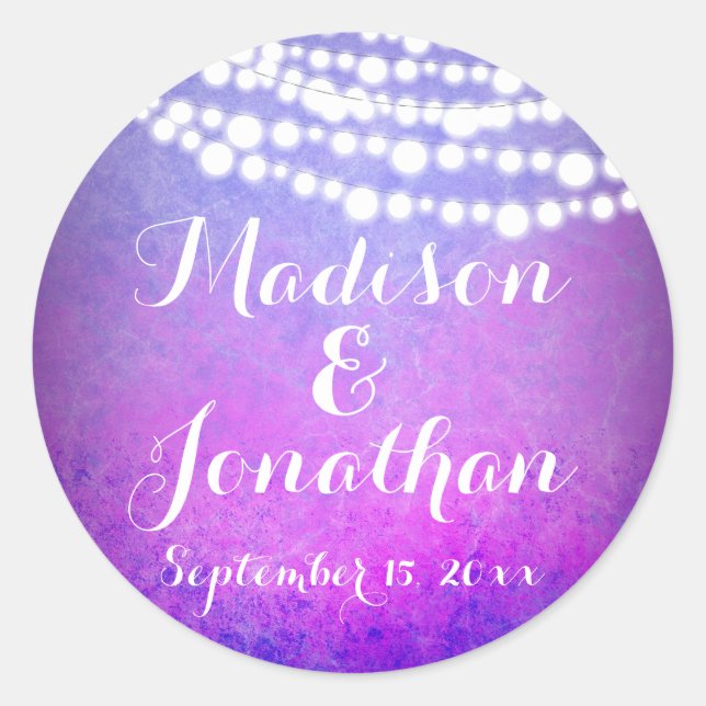 Adesivo Casamento das Luzes de Twinkle com Púrpura (Frente)