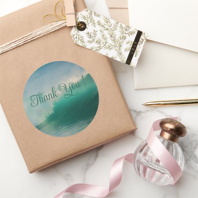 Adesivo Casamento Das Ondas Do Oceano Obrigado Pinheiros (Presentear)