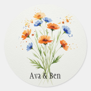 Adesivo Casamento de Abraço de Flores Selvagens de Verão