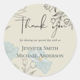 Adesivo Casamento de Abstrato Floral Azul Moderno