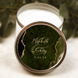 Adesivo Casamento de Ágata Dourada Verde Oliva em Letra de