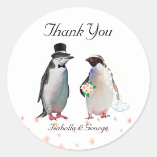 Adesivo Casamento de Agradecimento & Casal de Pinguim