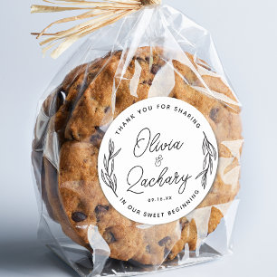 Adesivo Casamento de Agradecimento com Folhagem Circular e