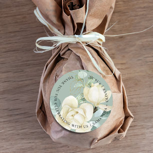 Adesivo Casamento de Agradecimento Magnólia Eucalipto Eleg