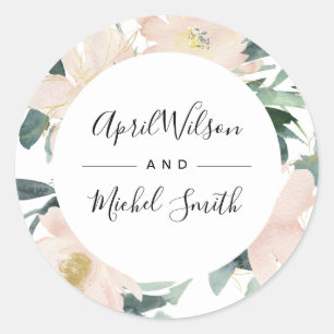 ADESIVO CASAMENTO DE ÁGUA COM FRAME FLORAL DOURADO E SUAV