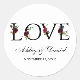 Adesivo Casamento De Amor Floral Com Azul De Aquarela