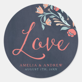 Adesivo Casamento de Amor Floral com Chalkboard Bluish
