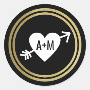 Adesivo casamento de amor vertical com iniciais de script