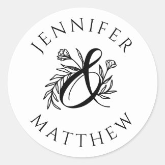 Adesivo Casamento de Ampersand Botânico Elegante e Nomes d