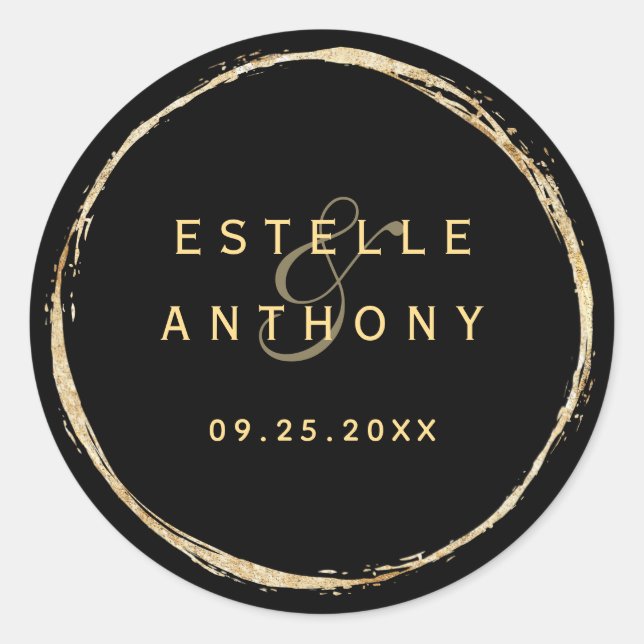 Adesivo Casamento de Ampersand com Frame de Círculo Dourad (Frente)