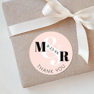 Adesivo Casamento de Ampersand Monograma Rosa Moderno Obri