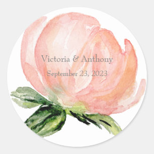 Adesivo Casamento De Aquarelas Florais De Pincel Rosa Eleg