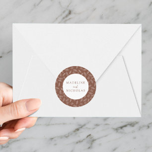 Adesivo Casamento de Argila Marrom Botânica Minimalista Mo