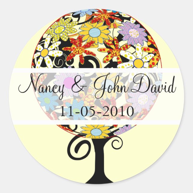 Adesivo Casamento de Árvore Flor no Círculo de Floresta Má (Frente)