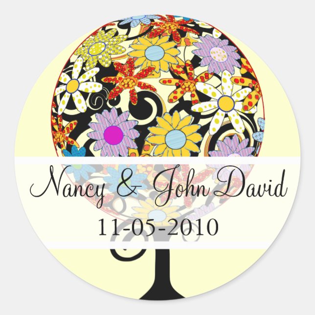 Adesivo Casamento de Árvore Flor no Círculo de Floresta Má (Frente)