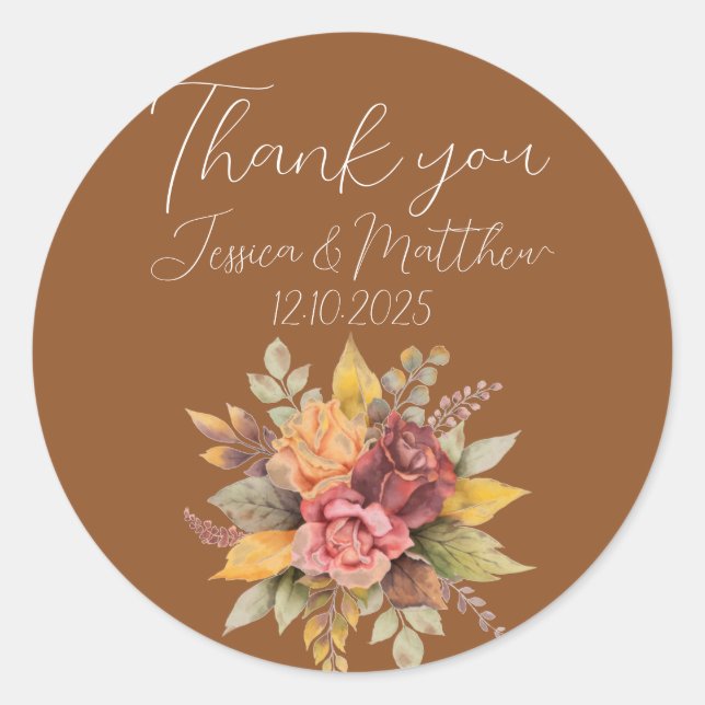 Adesivo Casamento de Autumn Fall Terracotta Rustic Waterco (Frente)