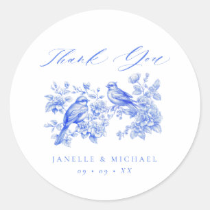Adesivo Casamento de Aves de Amor com Chinoiserie Azul