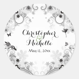 Adesivo Casamento de Aves Personalizadas e Jardins Flores