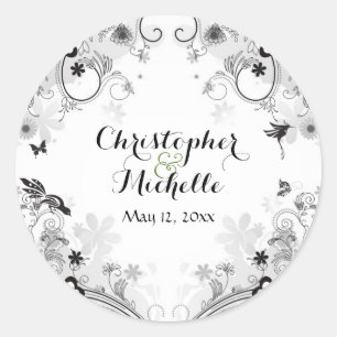 Adesivo Casamento de Aves Personalizadas e Jardins Flores