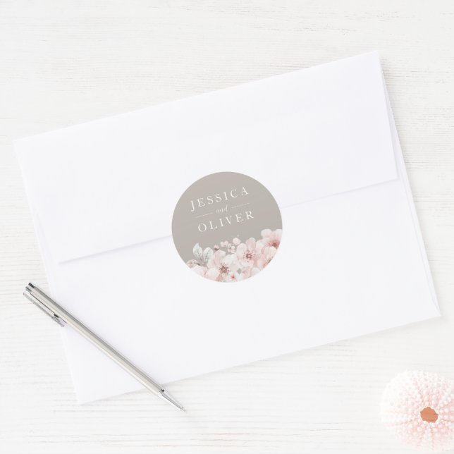 Adesivo Casamento de Beige & Blush Floral All Seasons (Envelope)