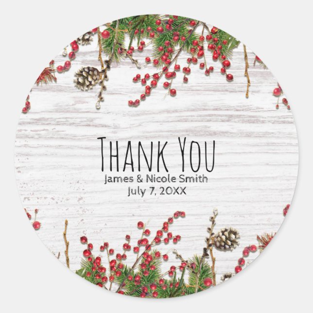 Adesivo Casamento de Berries de inverno e de pinheiro (Frente)