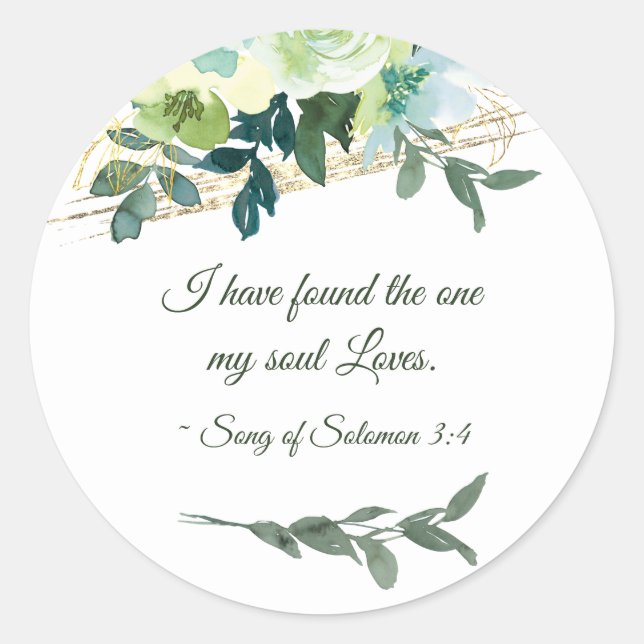 Adesivo Casamento de Bíblia Verde Dourado Floral Azul Eleg (Frente)