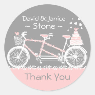 Adesivo Casamento De Bicicletas De Tandem Obrigado Sticker