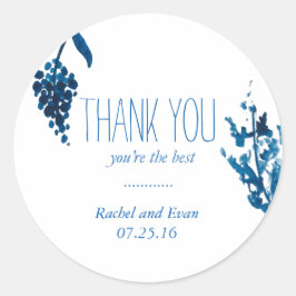 Adesivo Casamento de Blue e White Round Obrigado Sticker