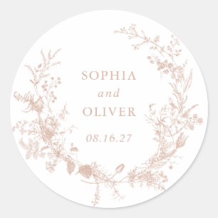 Adesivo Casamento De Blush Botânico Da Vintagem Floral Ele