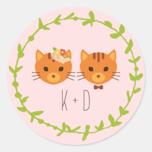 Adesivo Casamento de Blush Cats da Floresta Whimsical