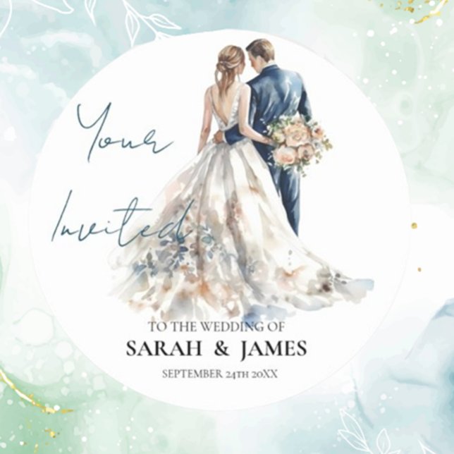 Adesivo Casamento de Blush Elegante (Add a touch of elegance to your special day with our Elegant Blush Wedding Classic Round Sticker. )