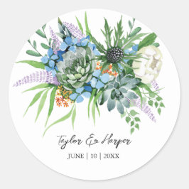 Adesivo Casamento de Boho com Buquê Floral Suculente de Wa
